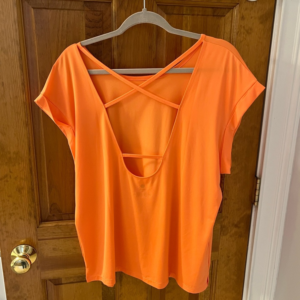 Peach cross cross back shirt